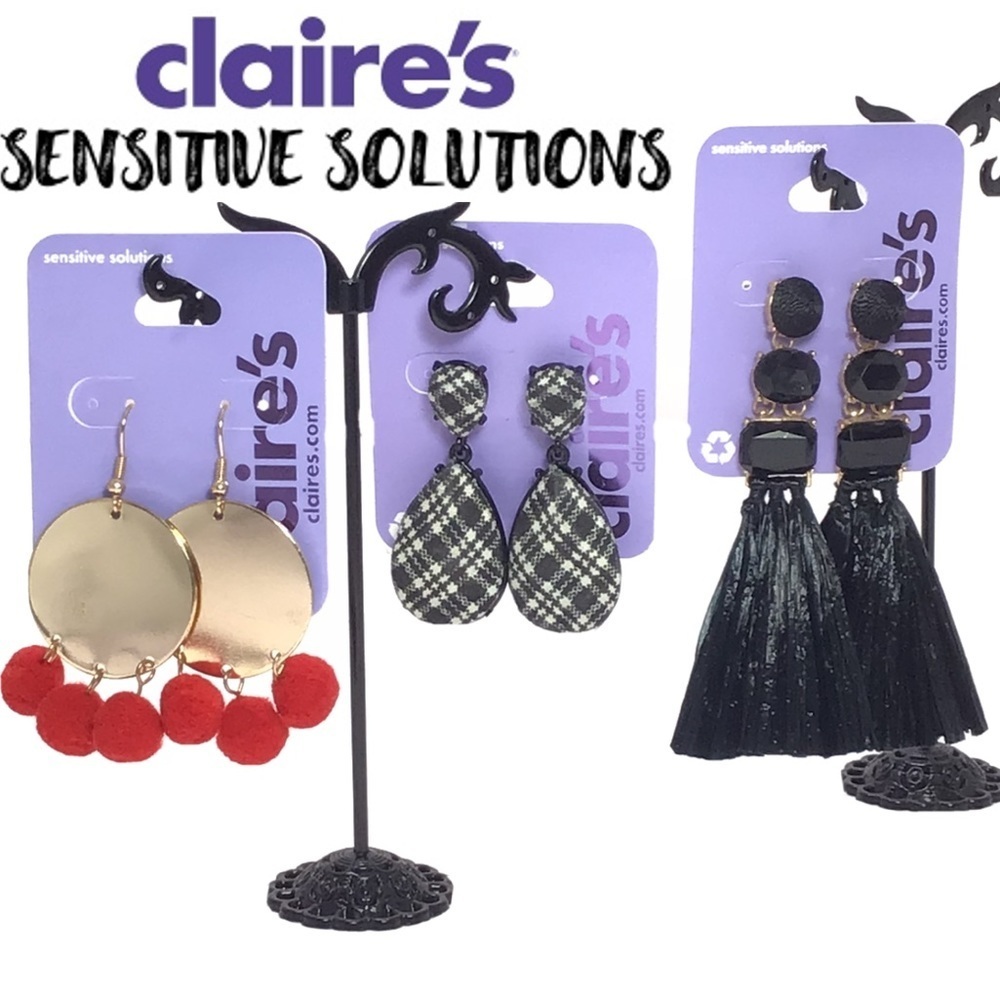 (3) Claire’s Fashion Glam Dangle Earrings- L14